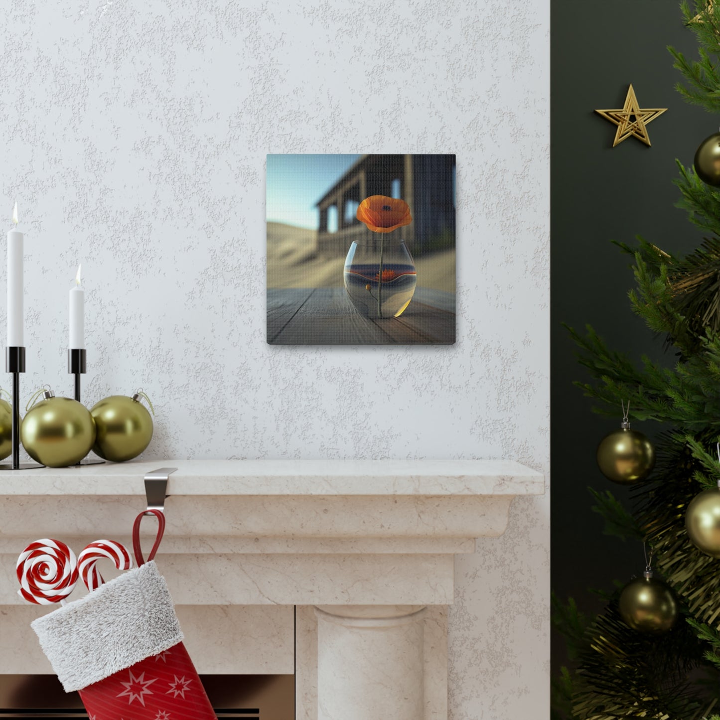 Canvas Gallery Wraps Poppy in a Glass Vase 4