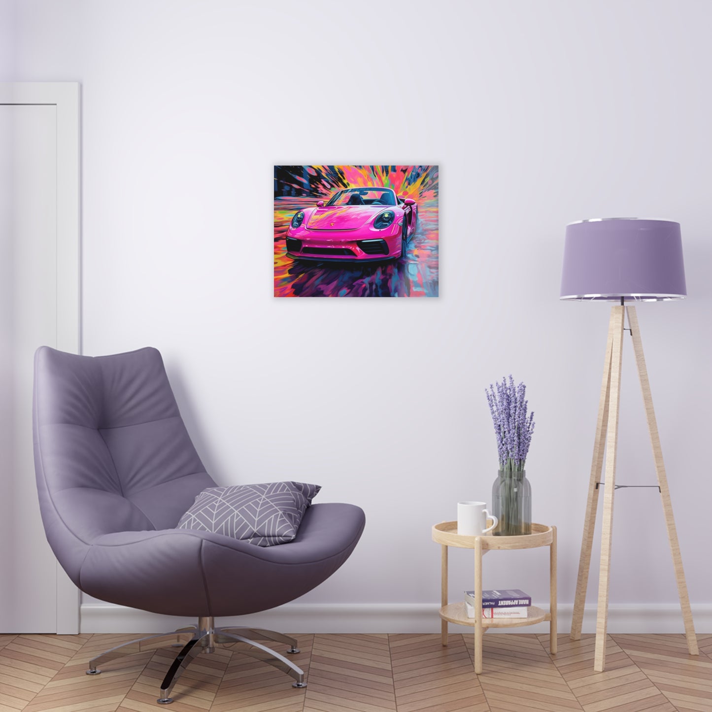 Acrylic Prints Pink Porsche water fusion 2