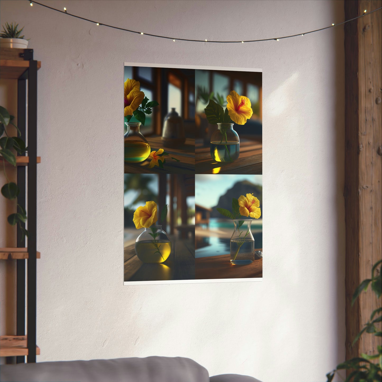 Premium Matte Vertical Posters Yellow Hibiscus Wood 5