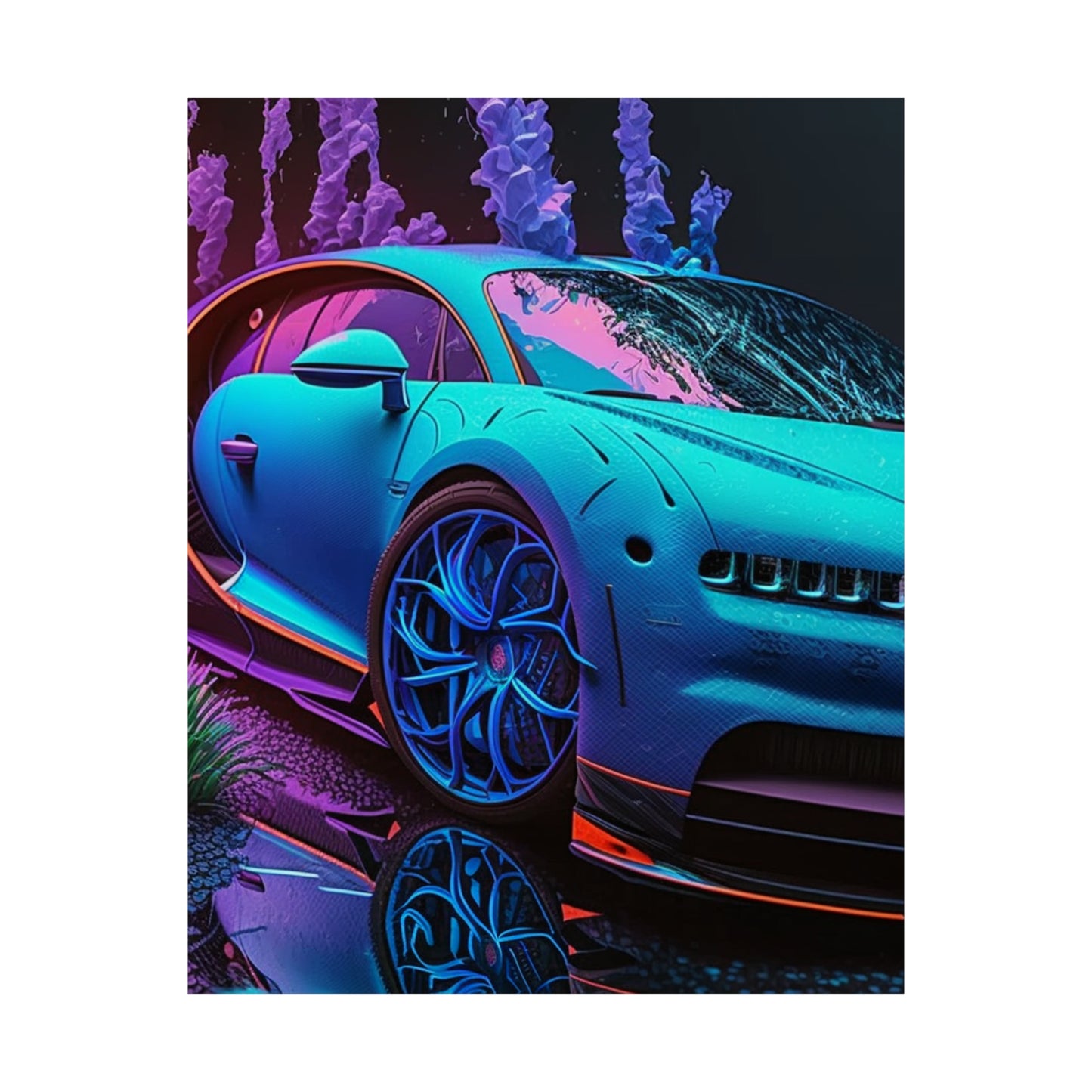 Premium Matte Vertical Posters Bugatti Neon Chiron 2