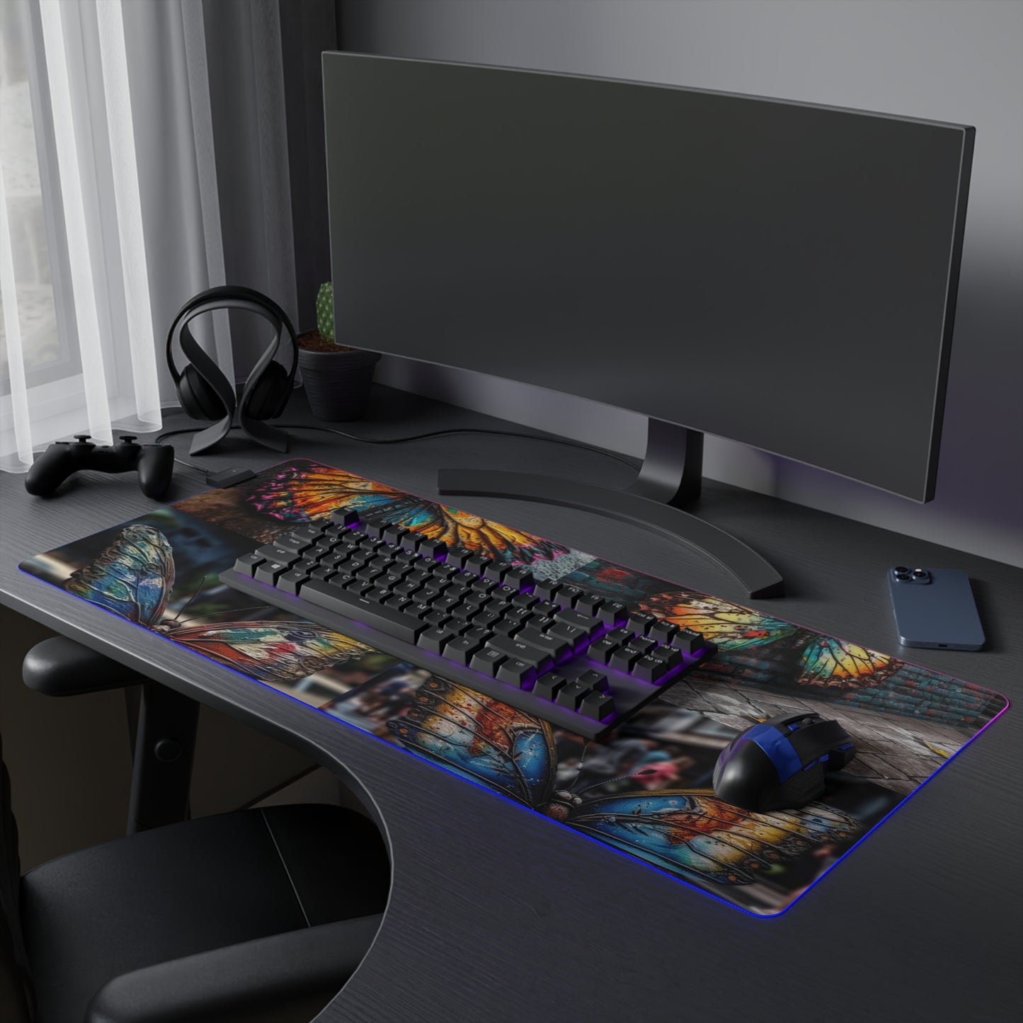 LED Gaming Mouse Pad Liquid Street Butterfly 5