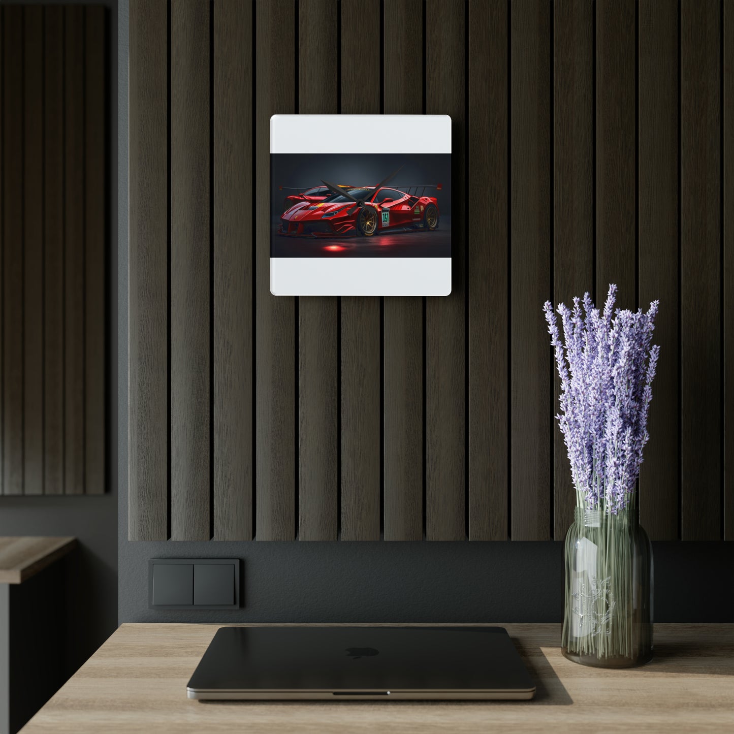 Acrylic Wall Clock Ferrari Red 2