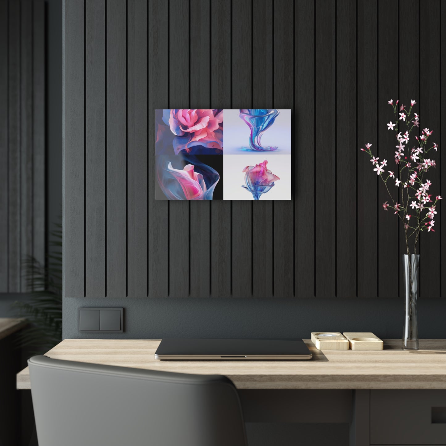 Acrylic Prints Pink & Blue Tulip Rose 5