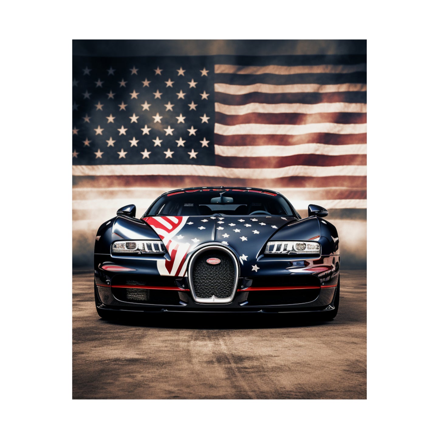 Premium Matte Vertical Posters Bugatti American Flag 2