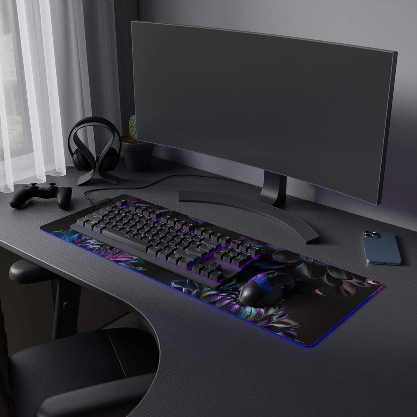 LED Gaming Mouse Pad Dahlia Purple 5