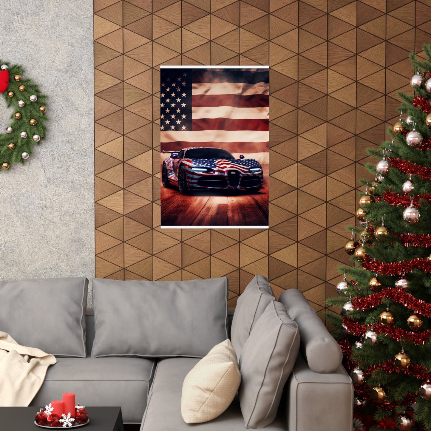 Premium Matte Vertical Posters Abstract American Flag Background Bugatti 2