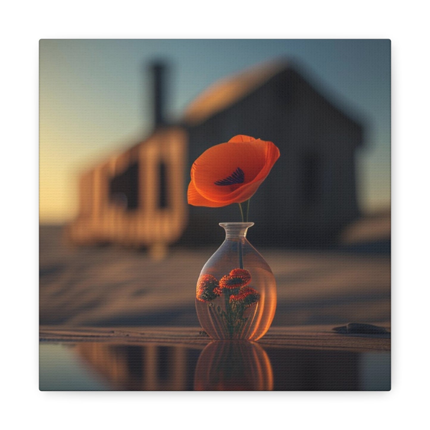 Canvas Gallery Wraps Orange Poppy in a Vase 3