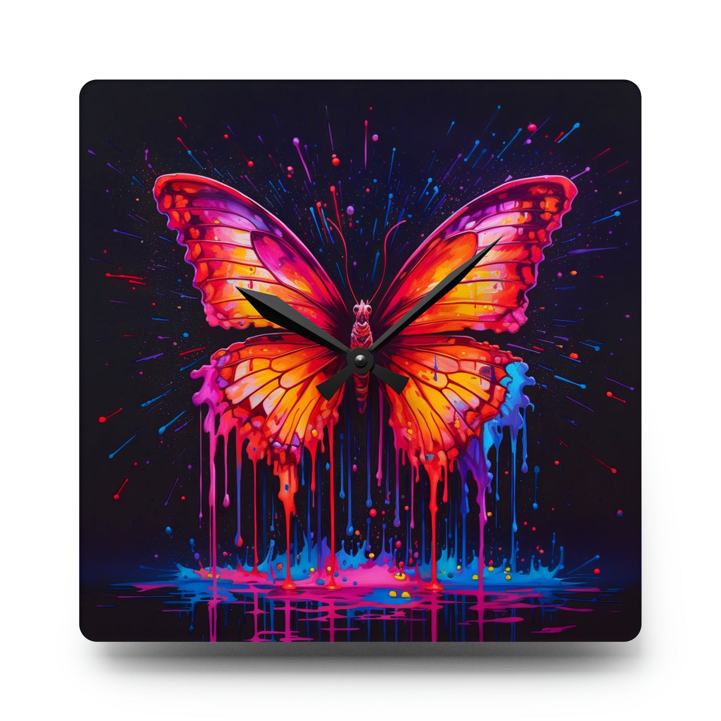 Acrylic Wall Clock Pink Butterfly Flair 4