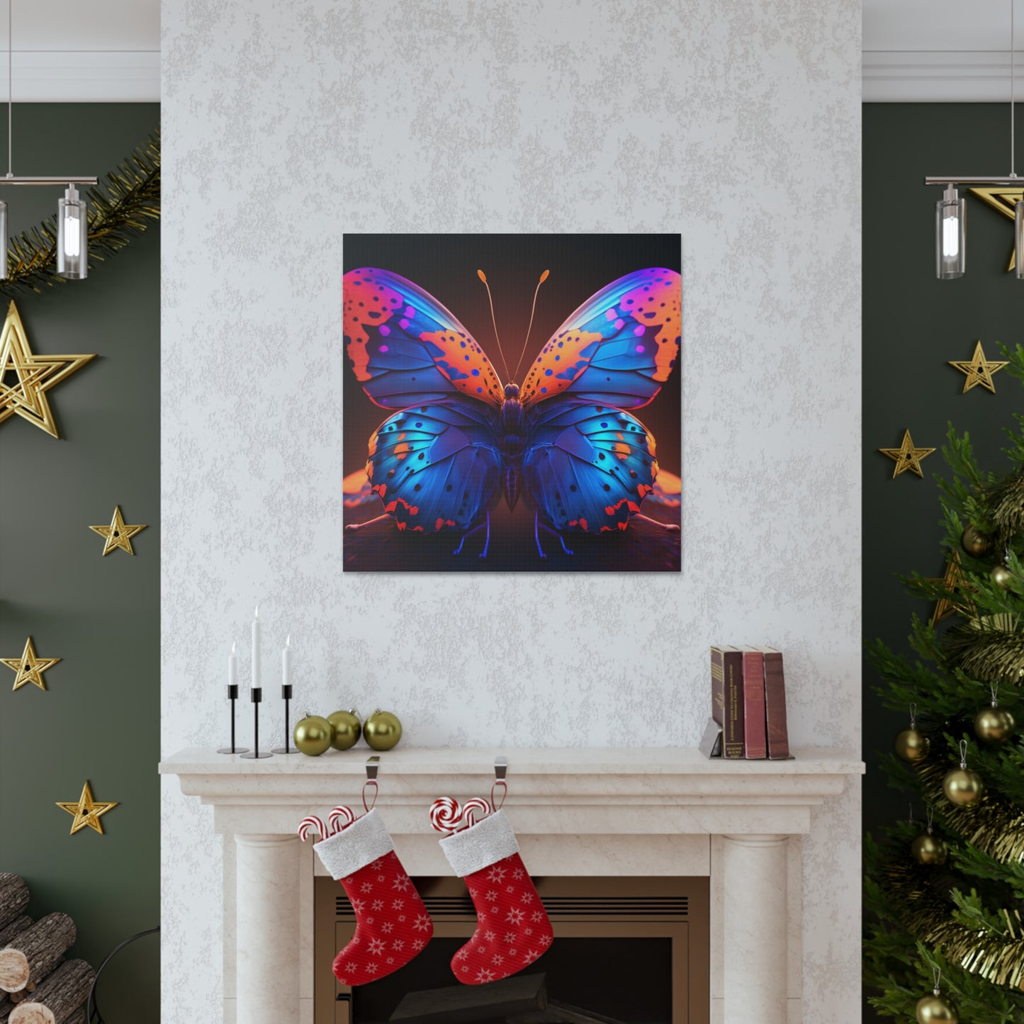 Canvas Gallery Wraps Neon Butterfly Macro 3