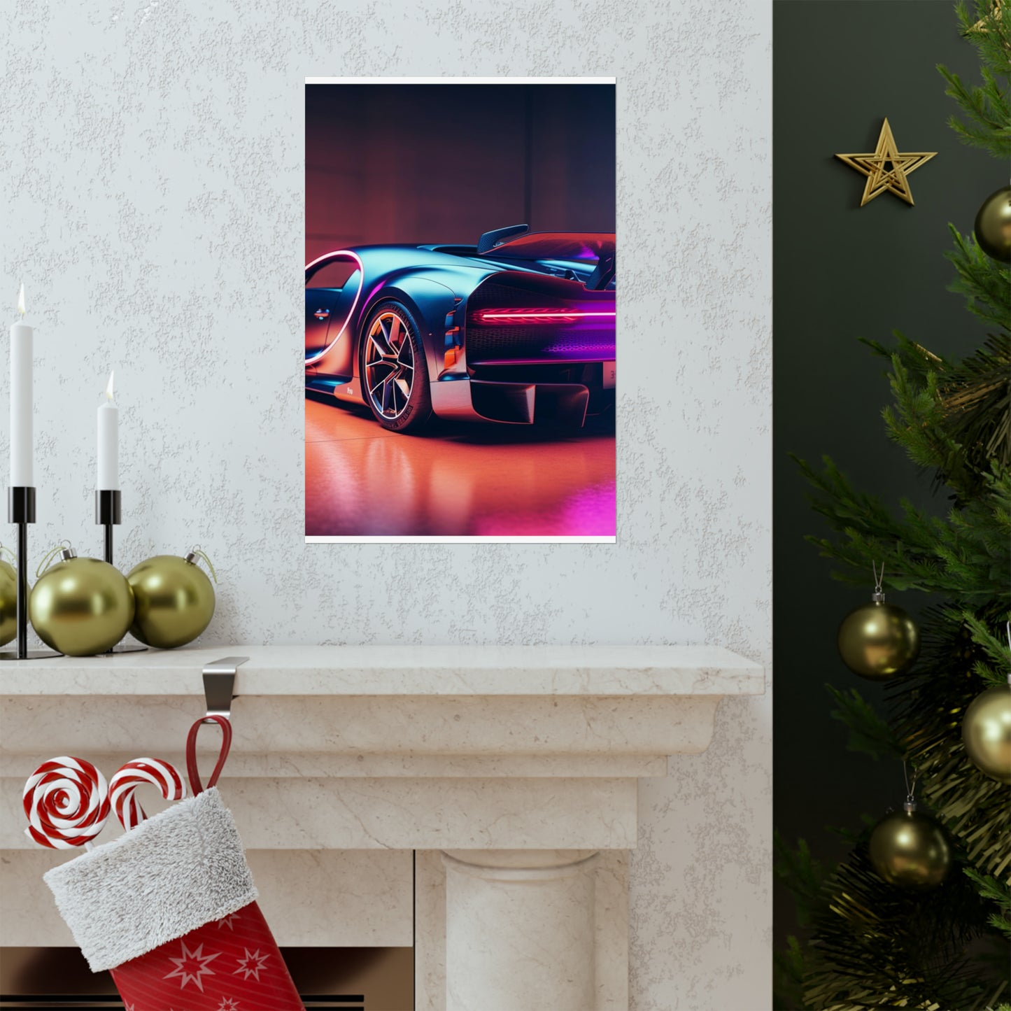 Premium Matte Vertical Posters Hyper Bugatti Neon Chiron 2