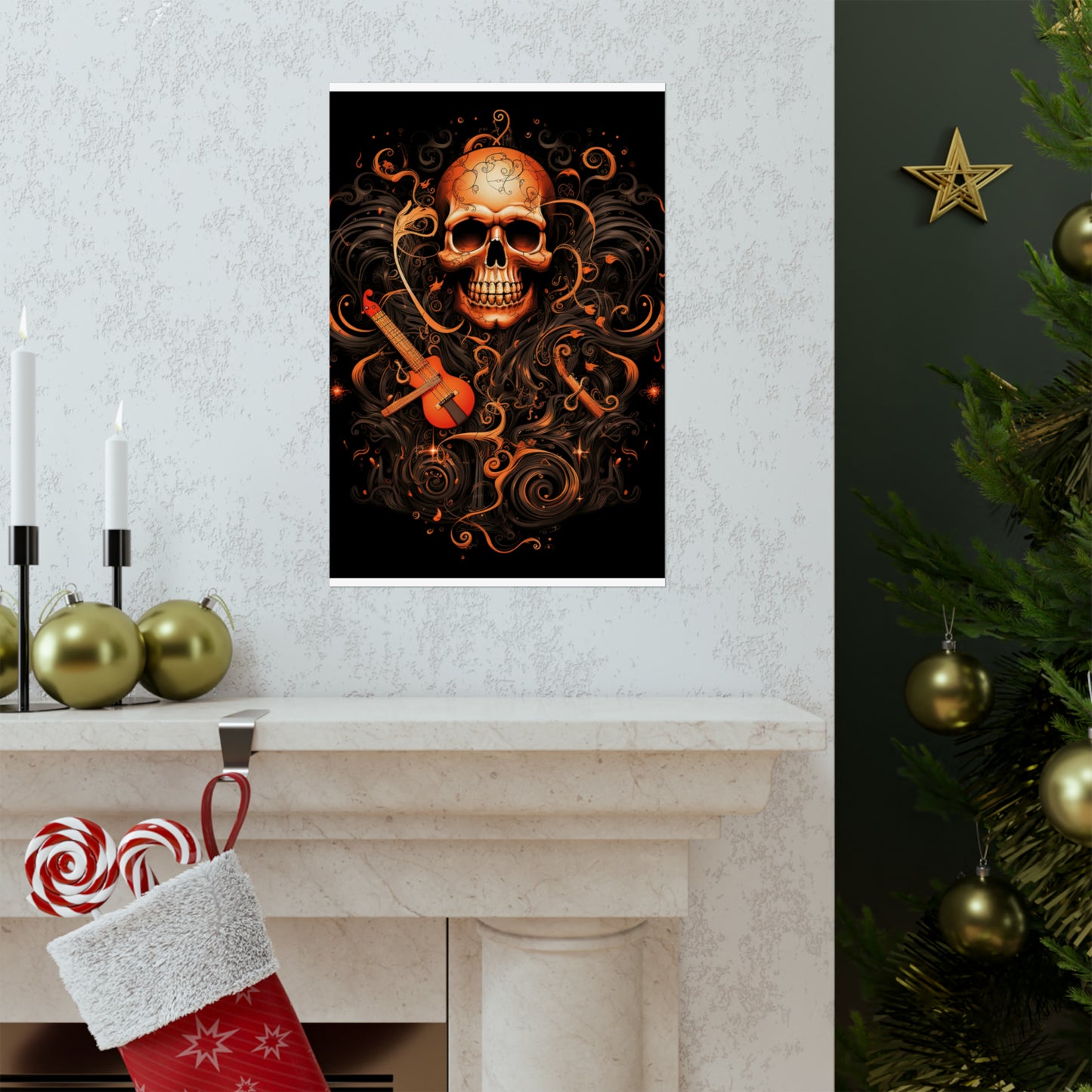 Premium Matte Vertical Posters Skull Treble Clef 4