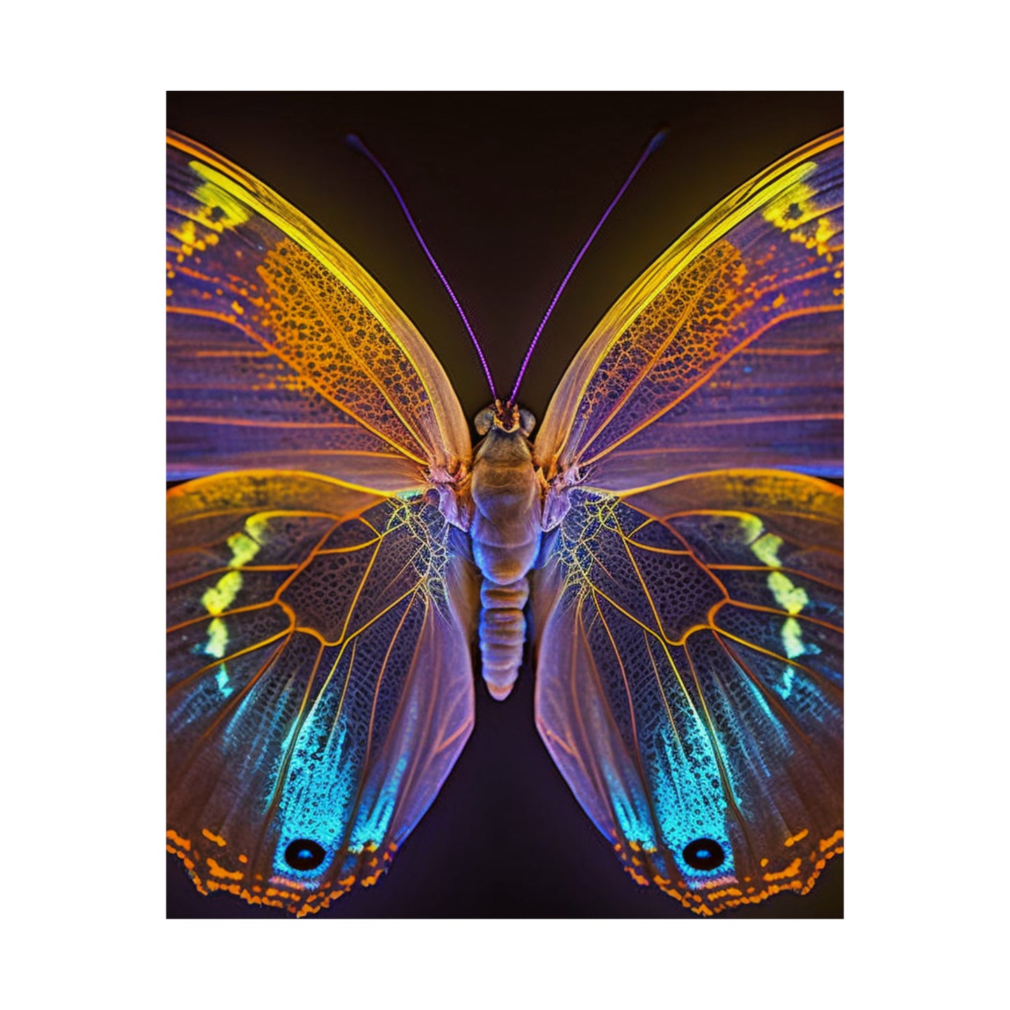 Premium Matte Vertical Posters Neon Butterfly Flair 2