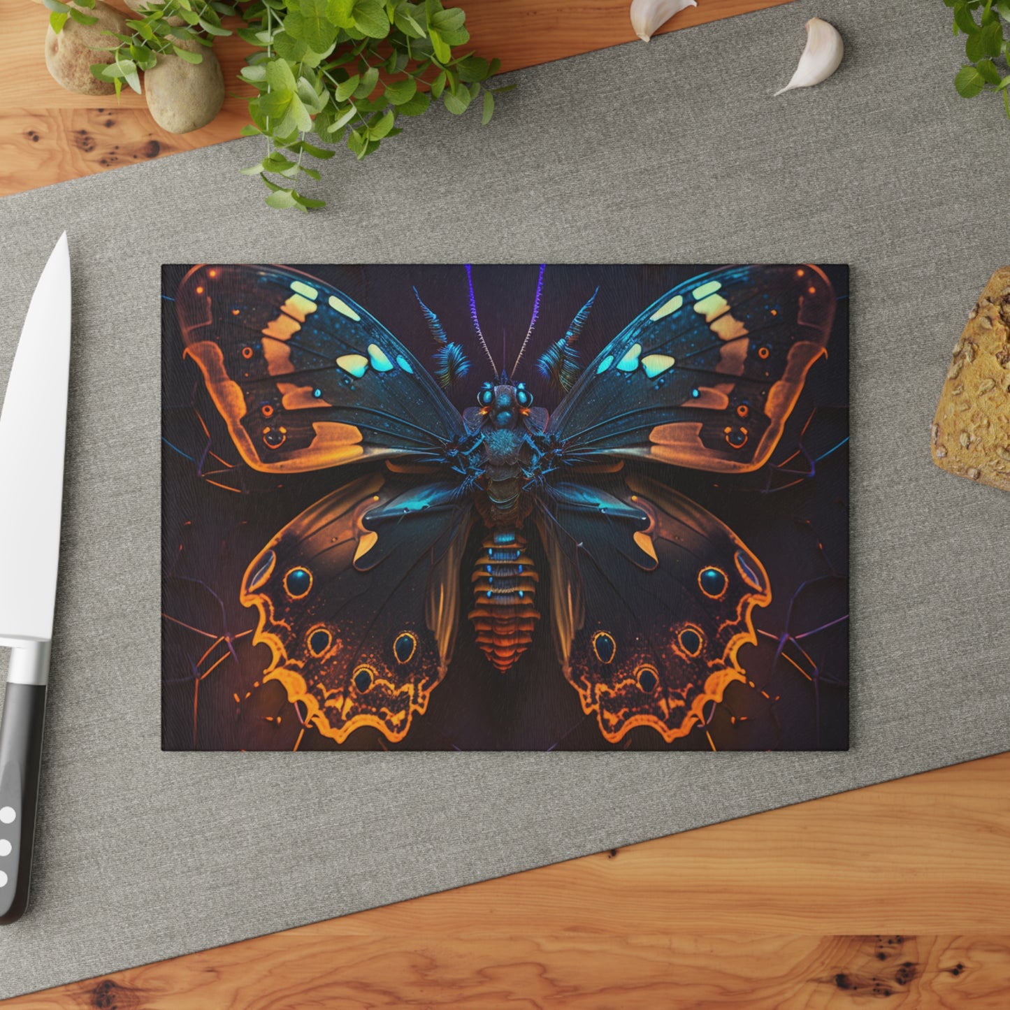 Glass Cutting Board Neon Hue Butterfly 2