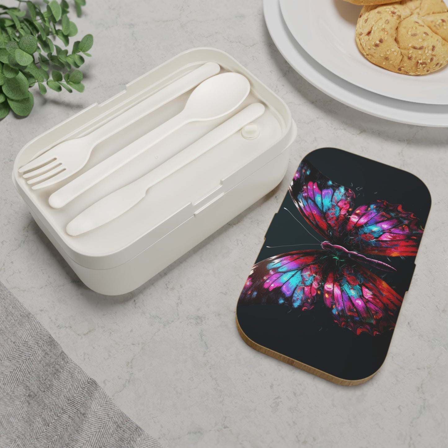 Bento Lunch Box Hyper Colorful Butterfly Macro 3