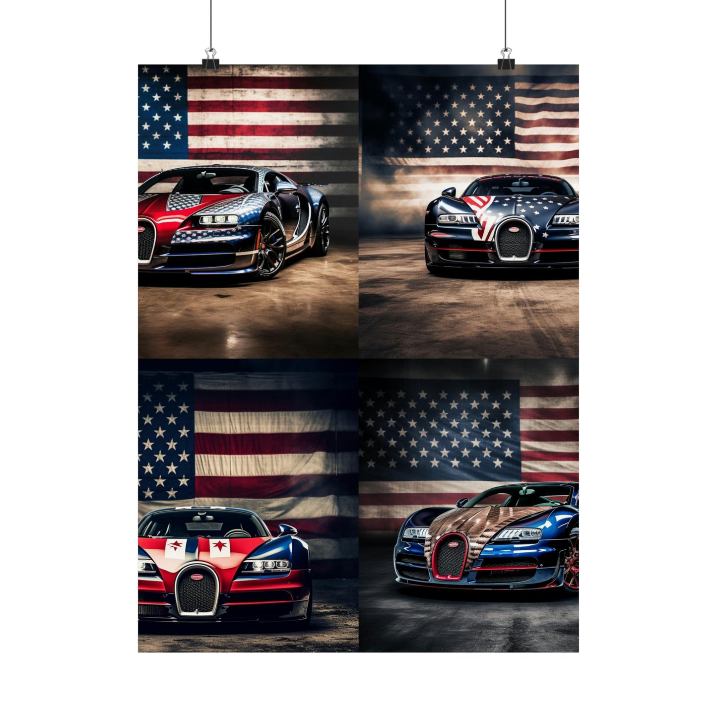 Premium Matte Vertical Posters Bugatti American Flag 5