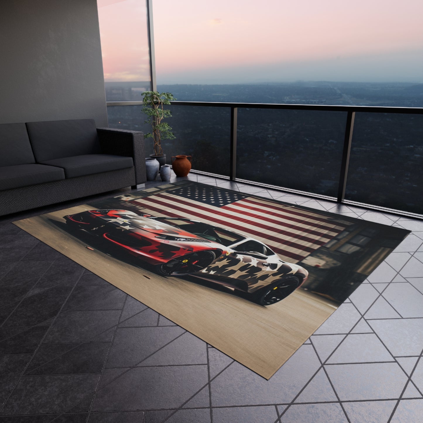 Outdoor Rug  American Flag Farrari 1