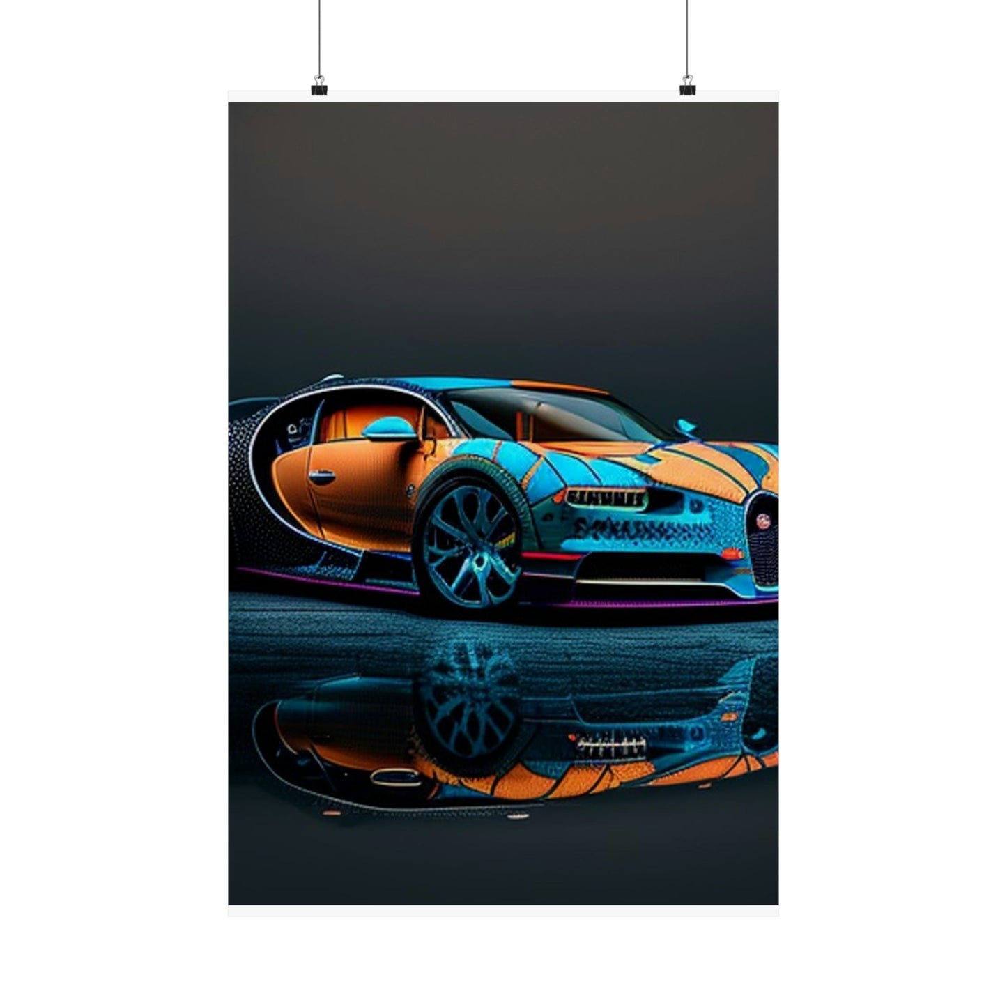 Premium Matte Vertical Posters Bugatti Blue 1