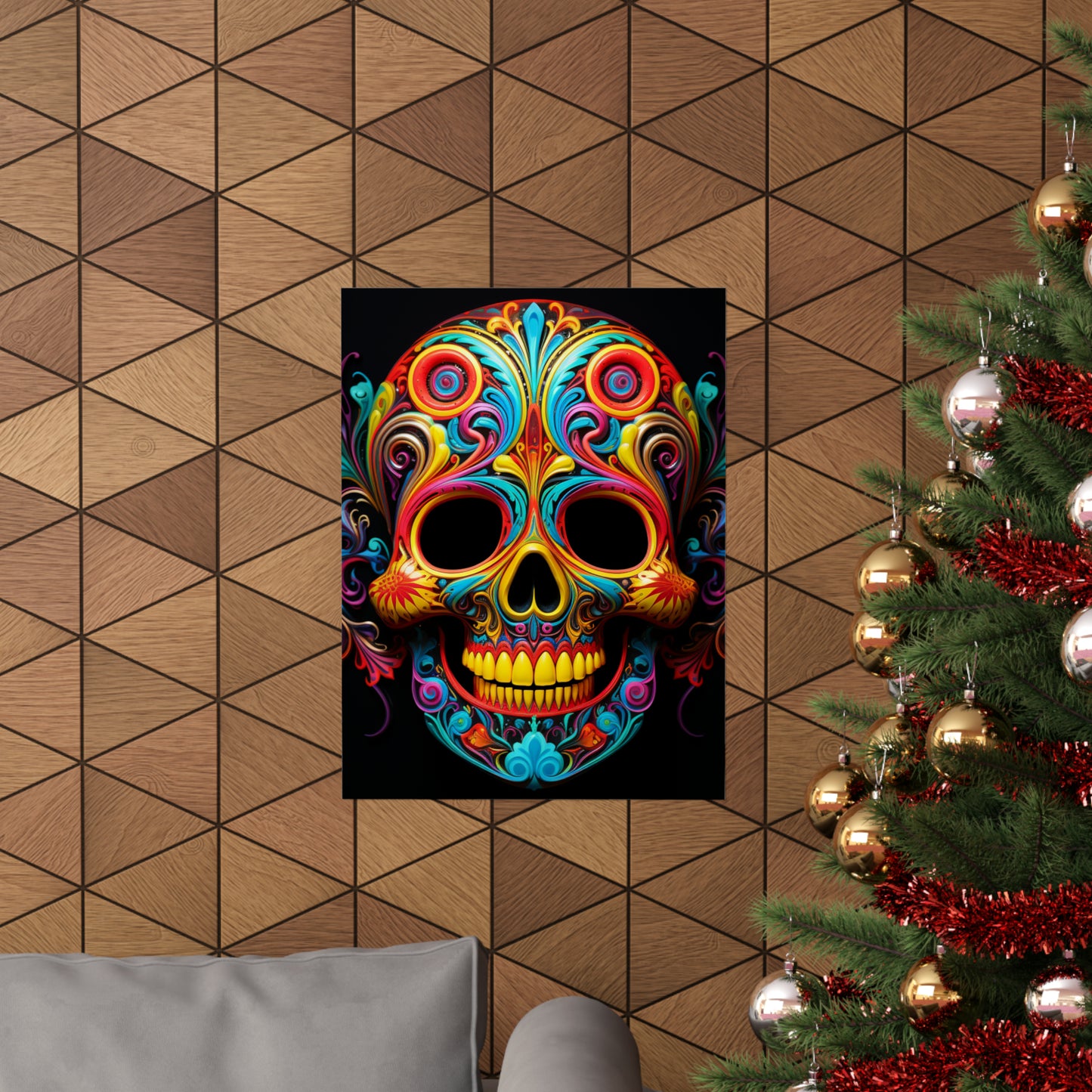 Premium Matte Vertical Posters Macro Skull Color 1