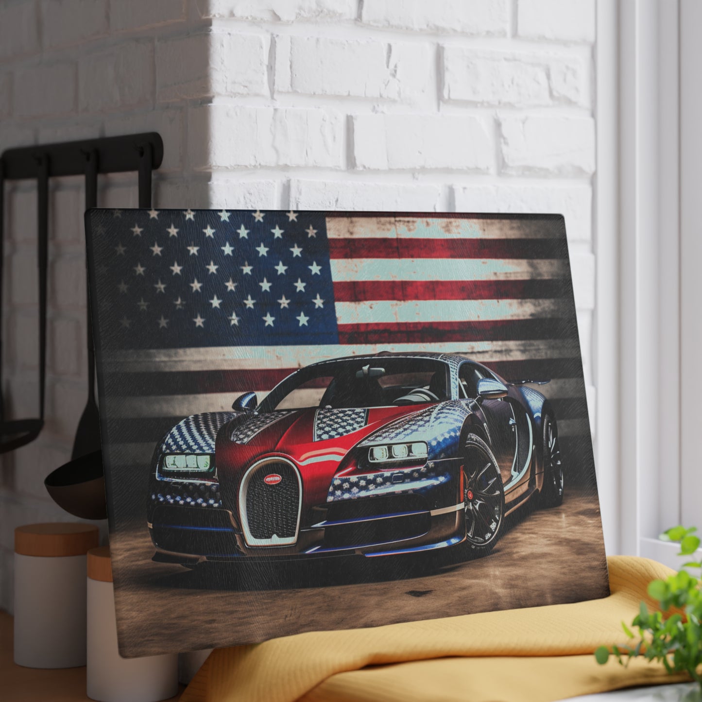 Glass Cutting Board Bugatti American Flag 1