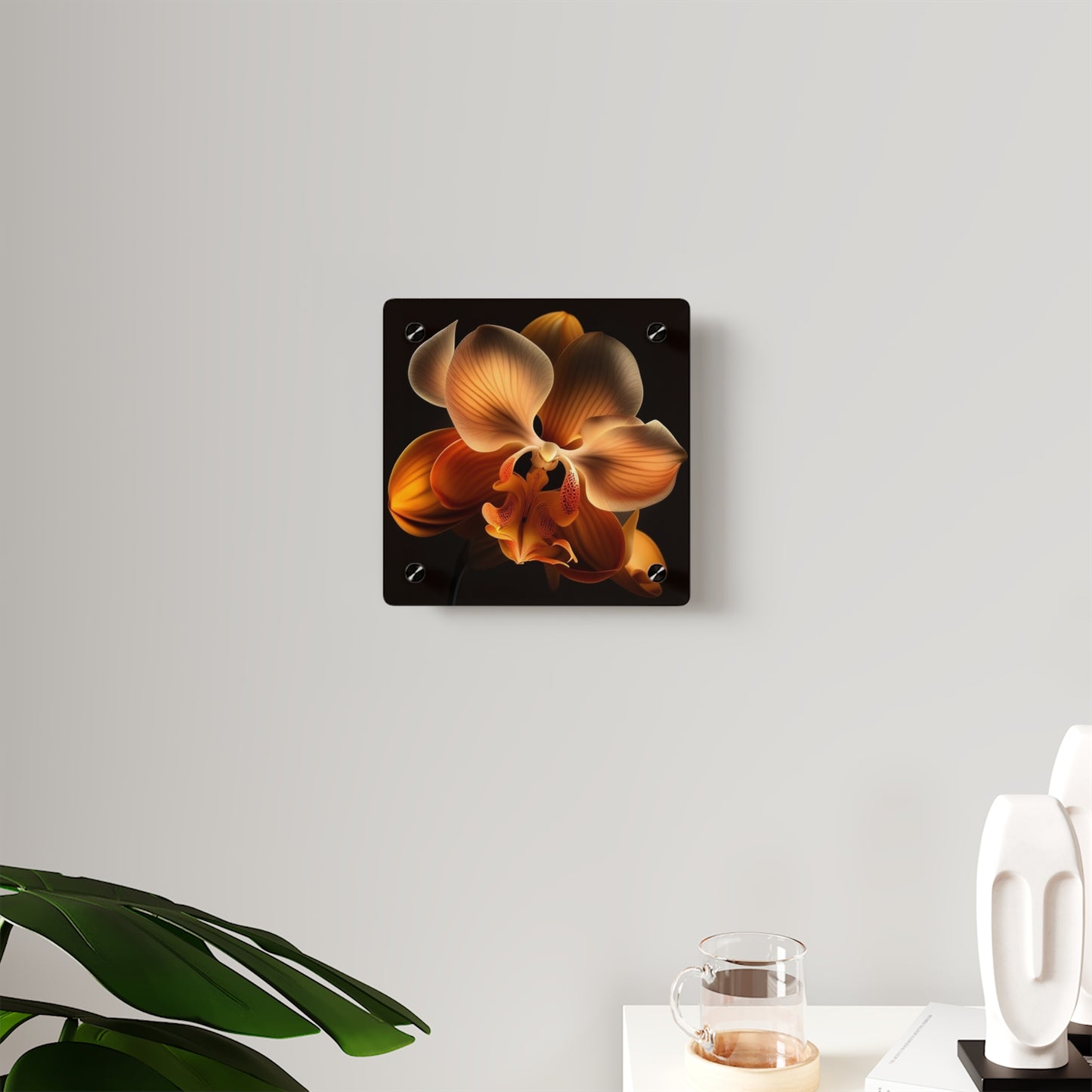 Acrylic Wall Art Panels Orange Orchid 2