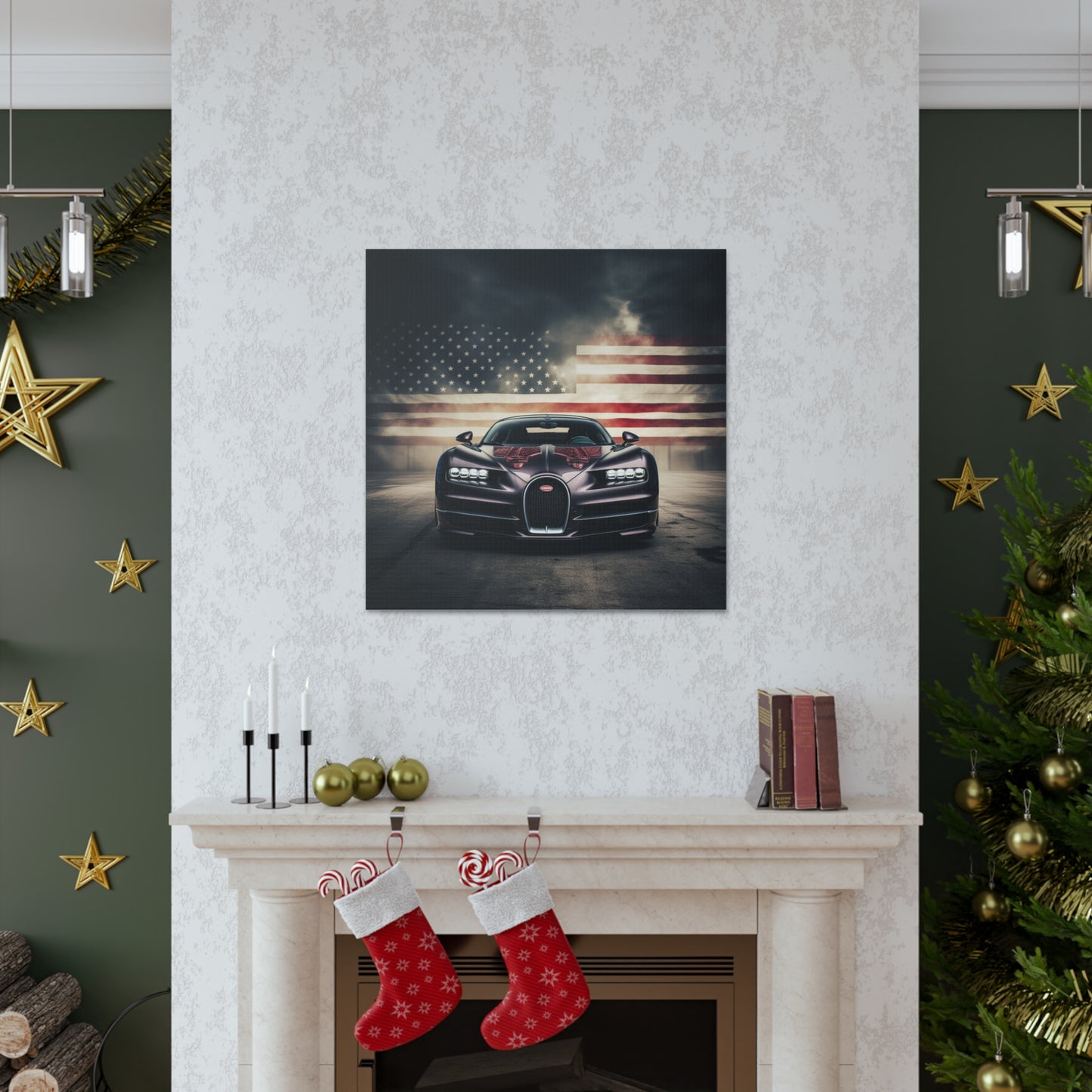 Canvas Gallery Wraps American Flag Background Bugatti 2