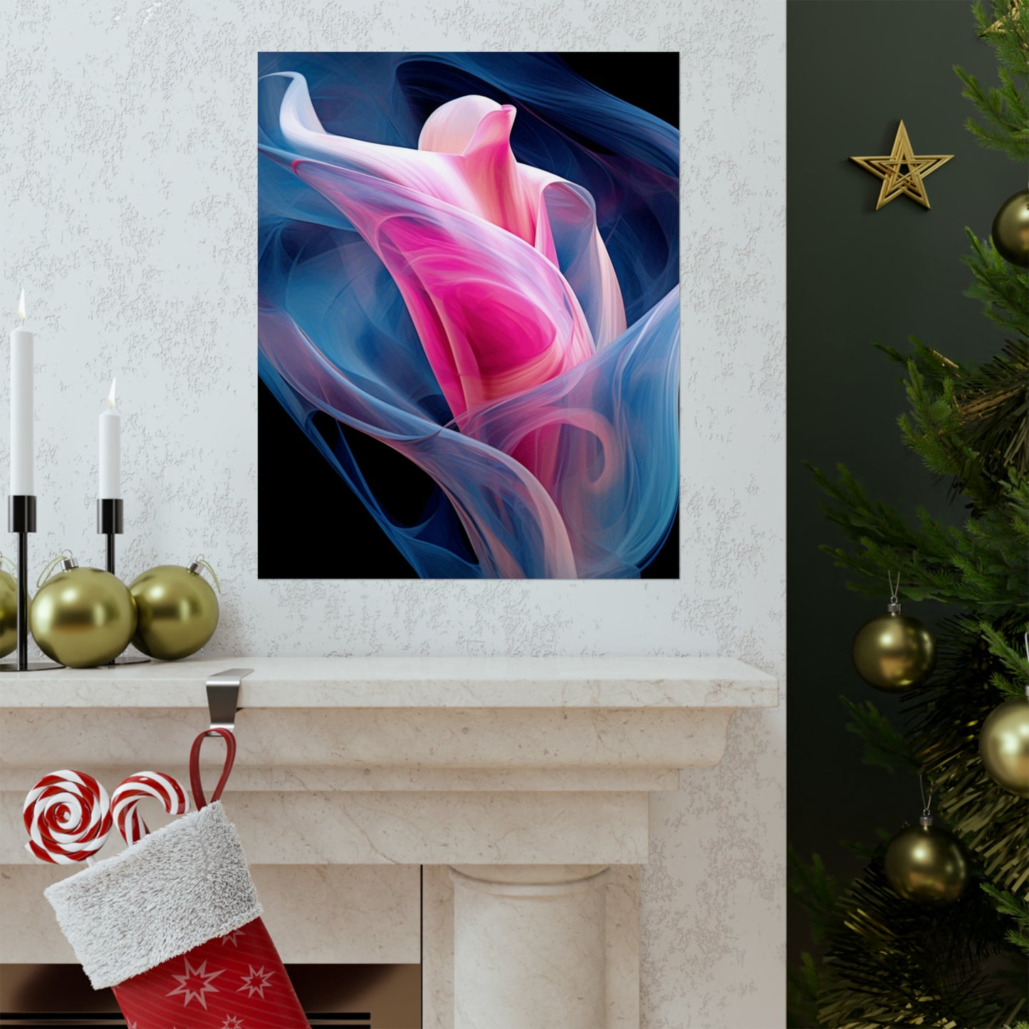 Premium Matte Vertical Posters Pink & Blue Tulip Rose 3