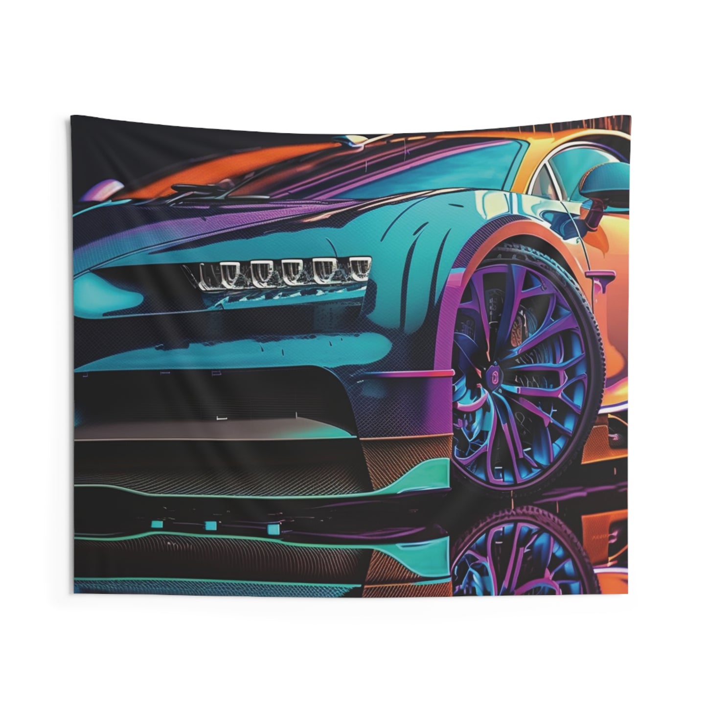 Indoor Wall Tapestries Bugatti Neon Chiron 1