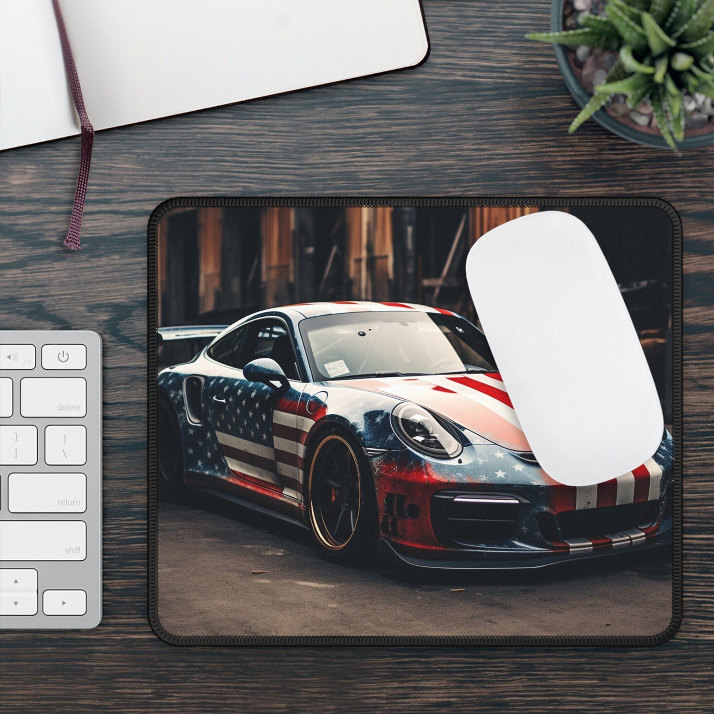 Gaming Mouse Pad  American Flag Porsche 3