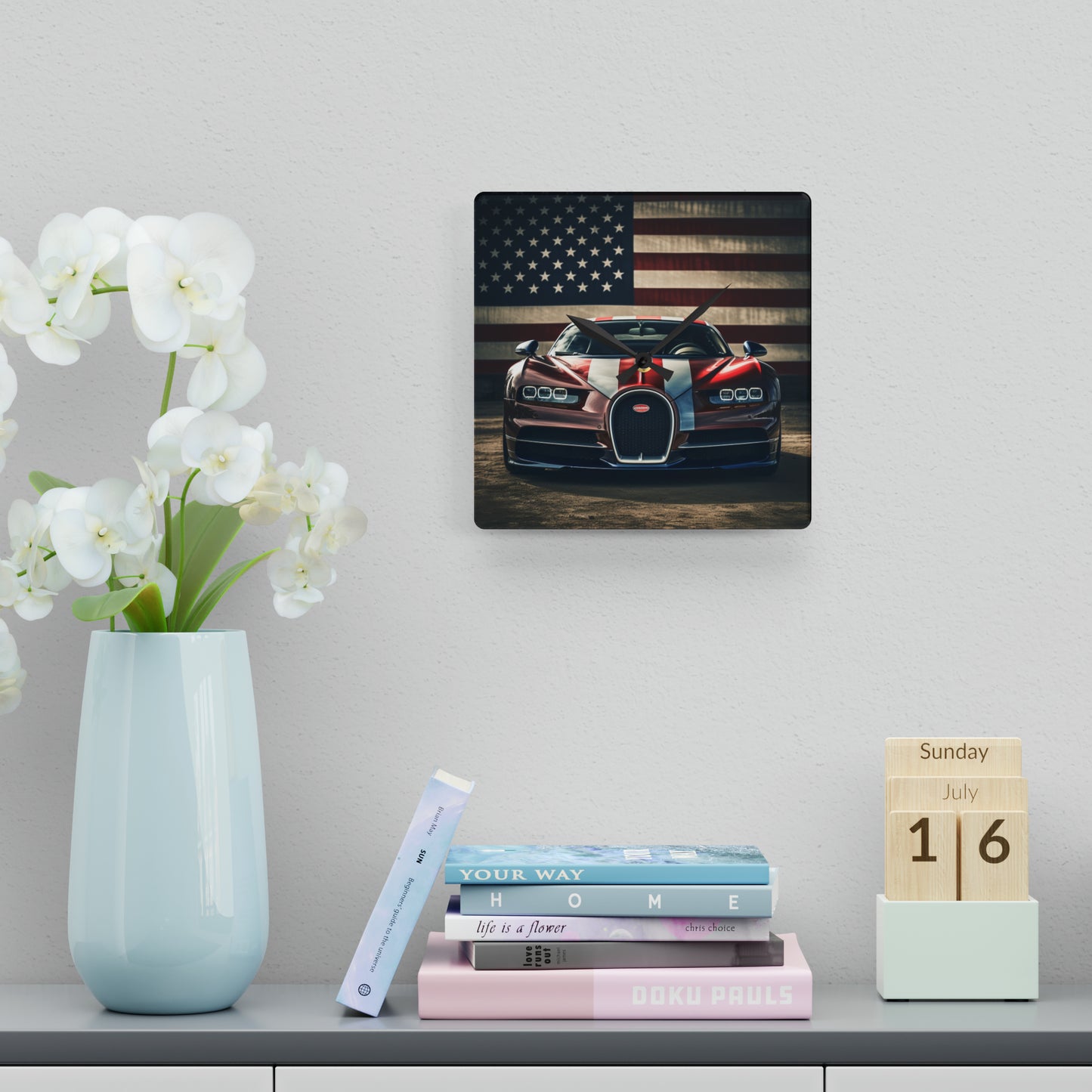 Acrylic Wall Clock Bugatti Flag 1