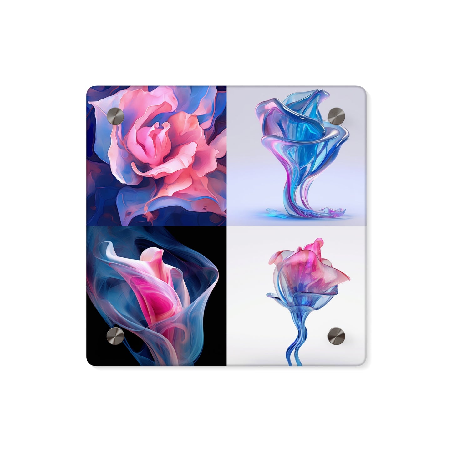 Acrylic Wall Art Panels Pink & Blue Tulip Rose 5