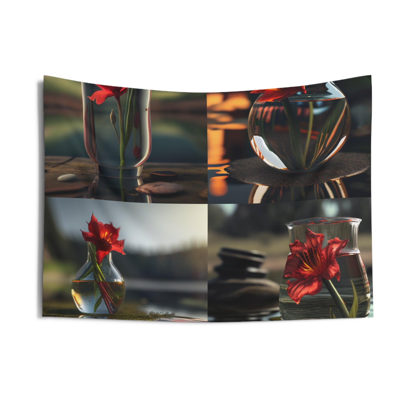 Indoor Wall Tapestries Red Lily in a Glass vase 5