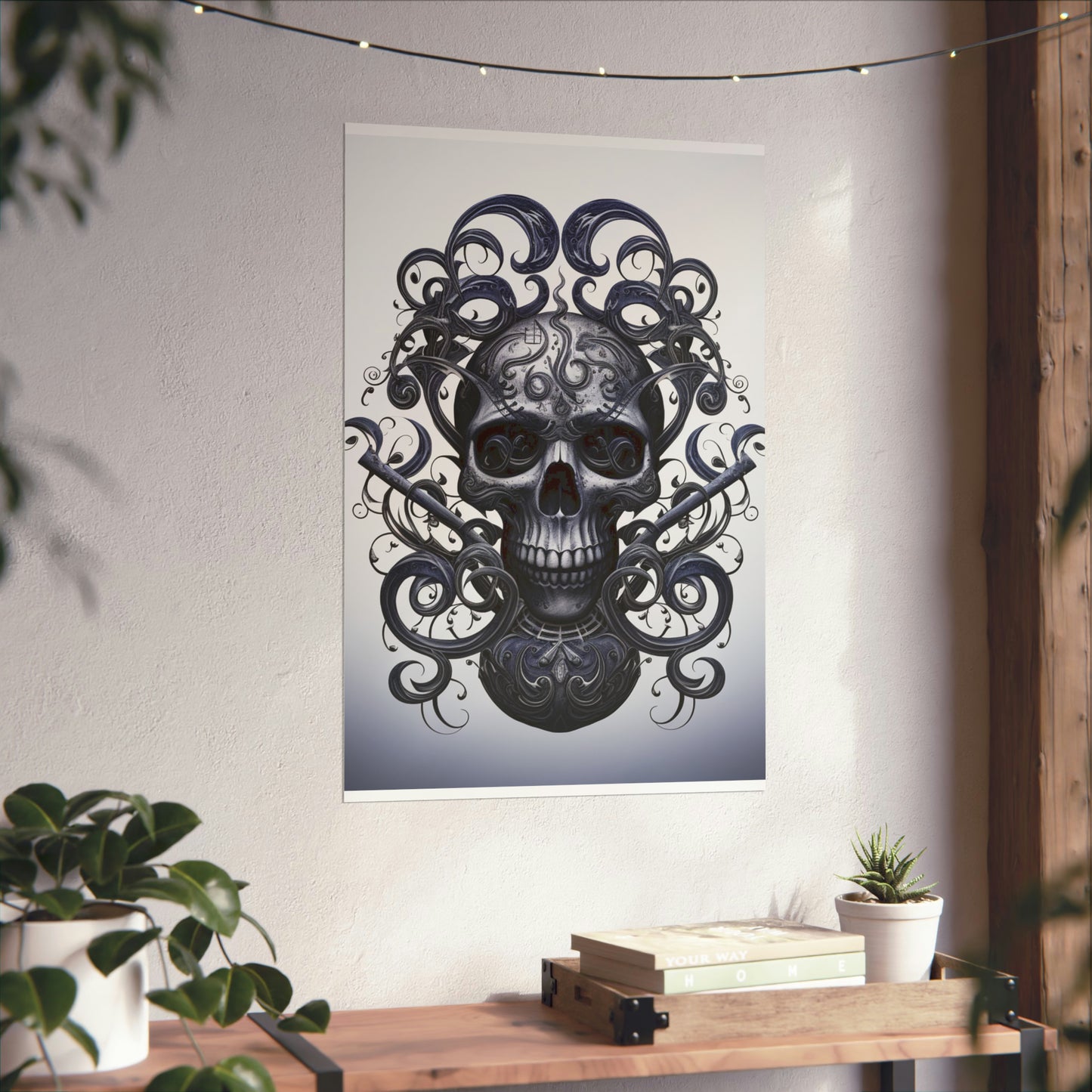 Premium Matte Vertical Posters Skull Treble Clef 1