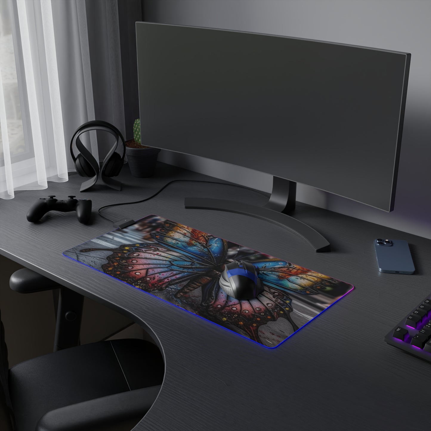 LED Gaming Mouse Pad Liquid Street Butterfly 4