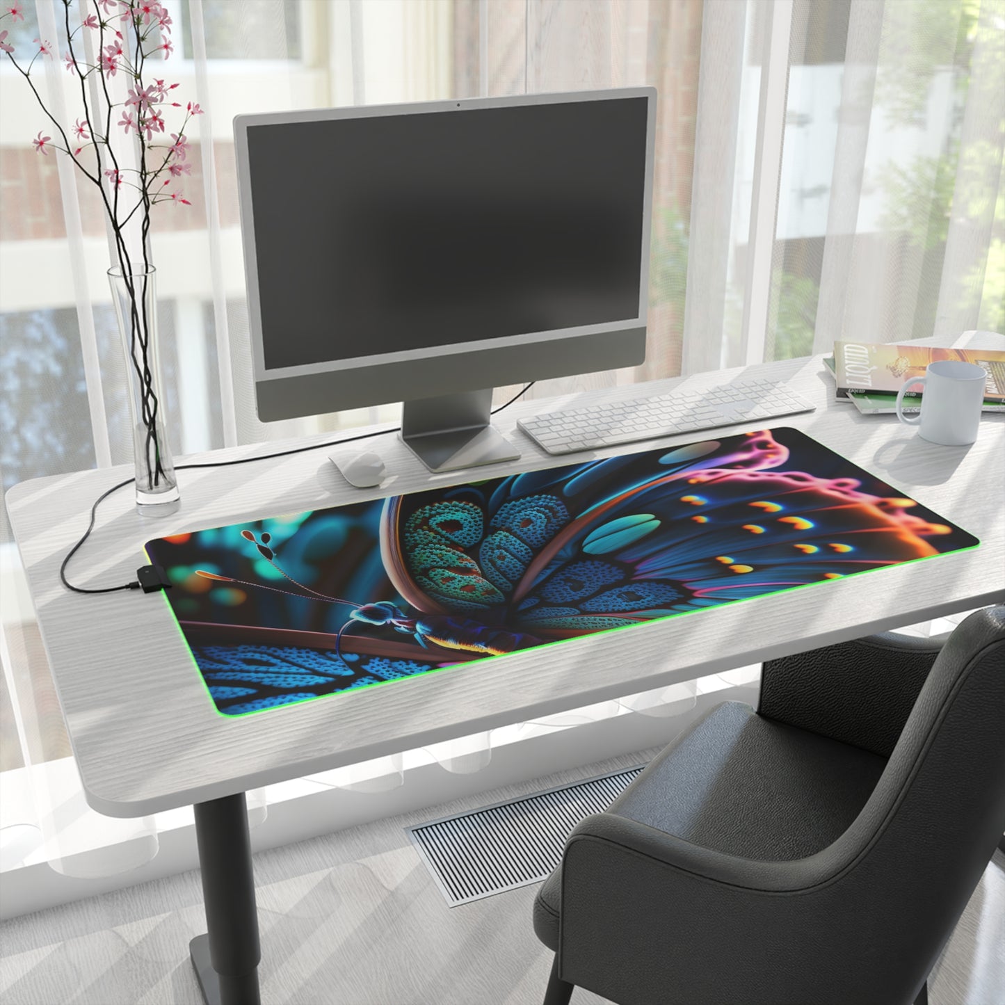 LED Gaming Mouse Pad Neon Butterfly Macro 2