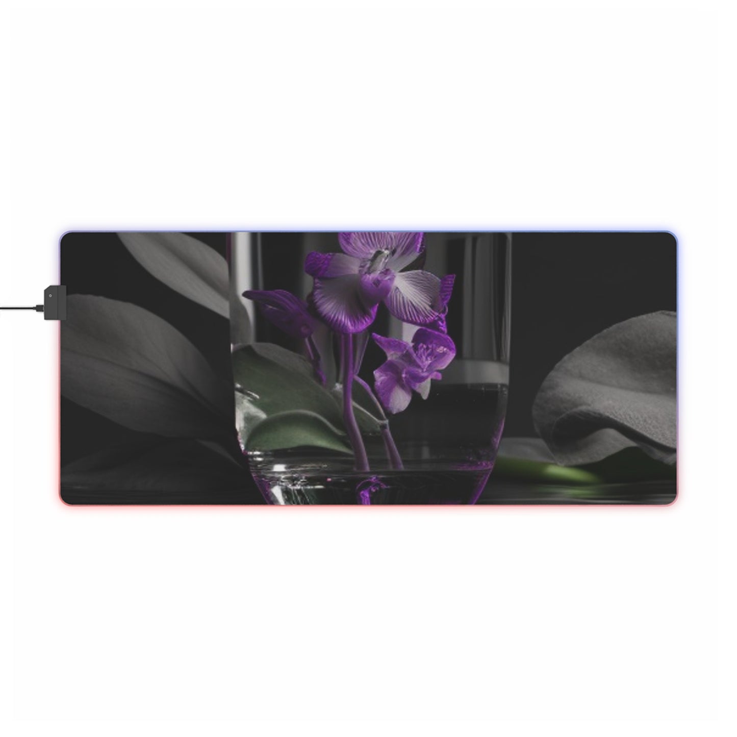 LED Gaming Mouse Pad Purple Orchid Glass vase 1