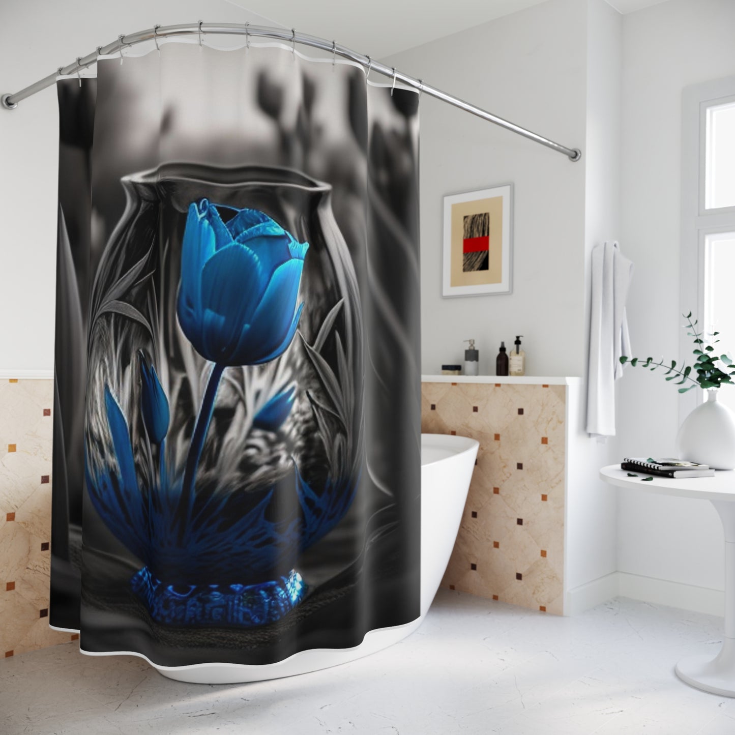 Polyester Shower Curtain Tulip Blue 3
