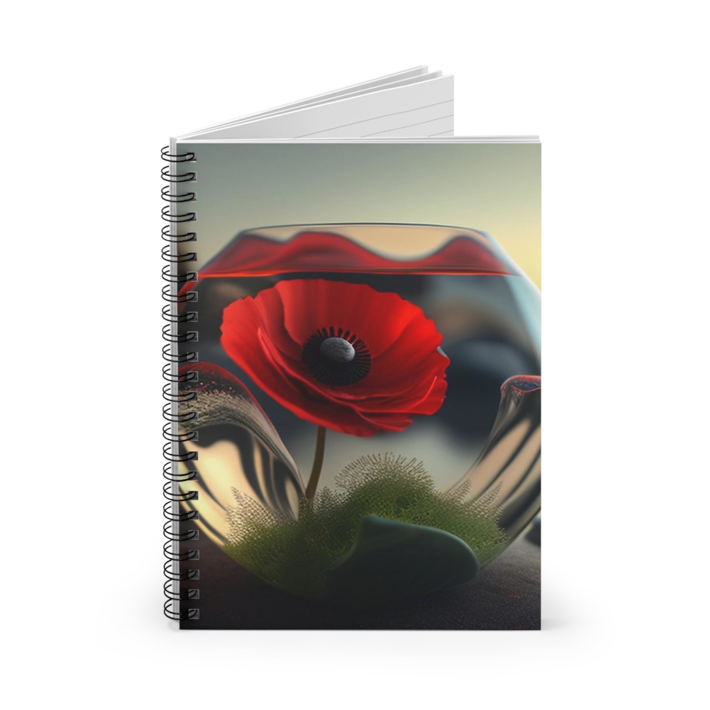 Spiral Notebook - Ruled Line Red Anemone in a Vase 3