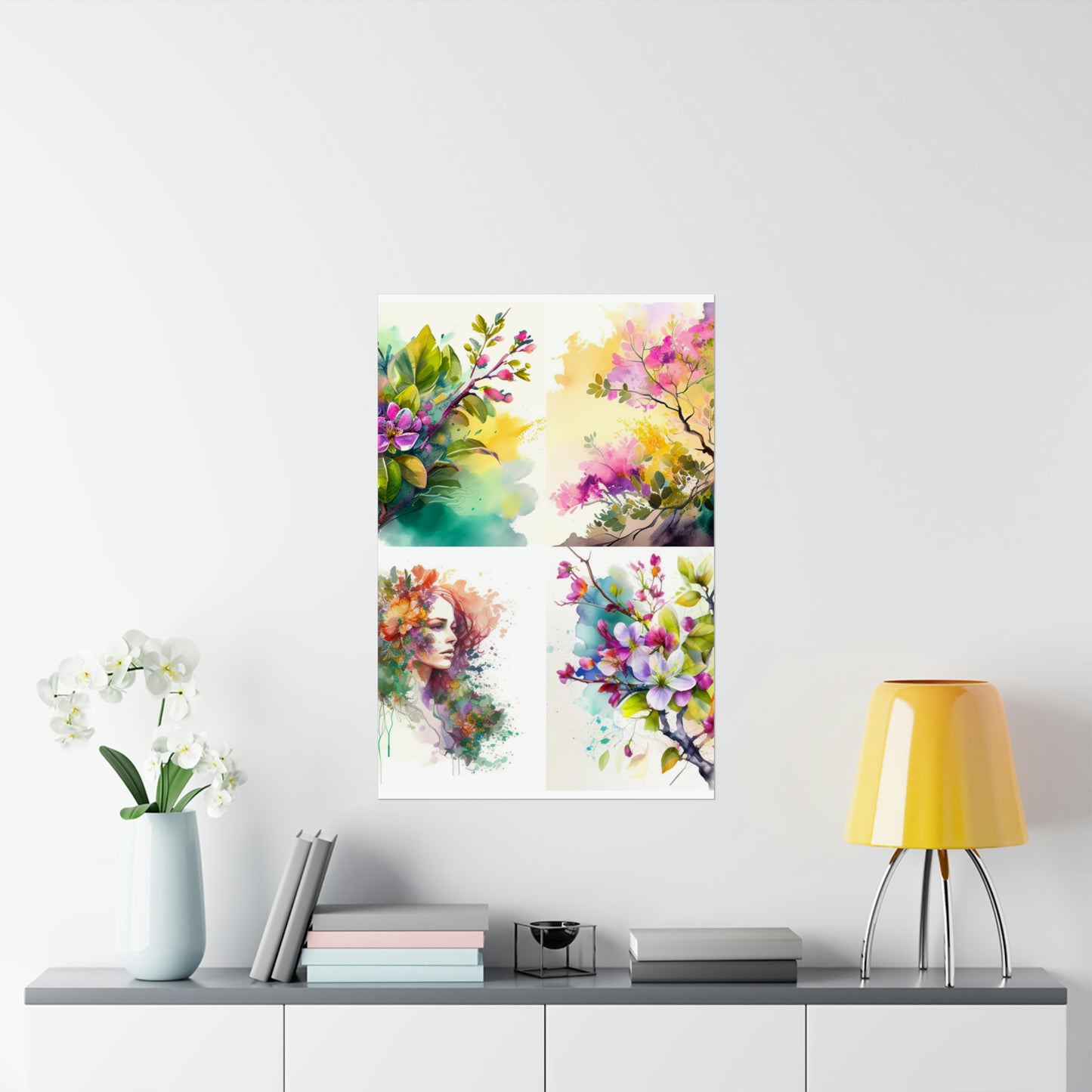 Premium Matte Vertical Posters Mother Nature Bright Spring Colors Realistic Watercolor 5