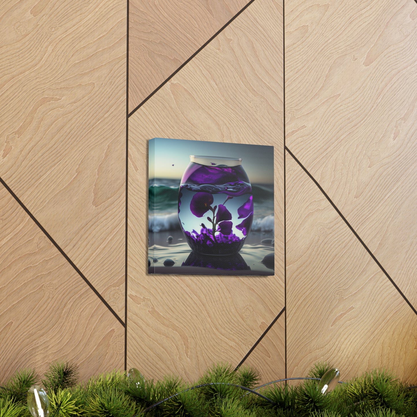 Canvas Gallery Wraps Purple Sweet pea in a vase 4