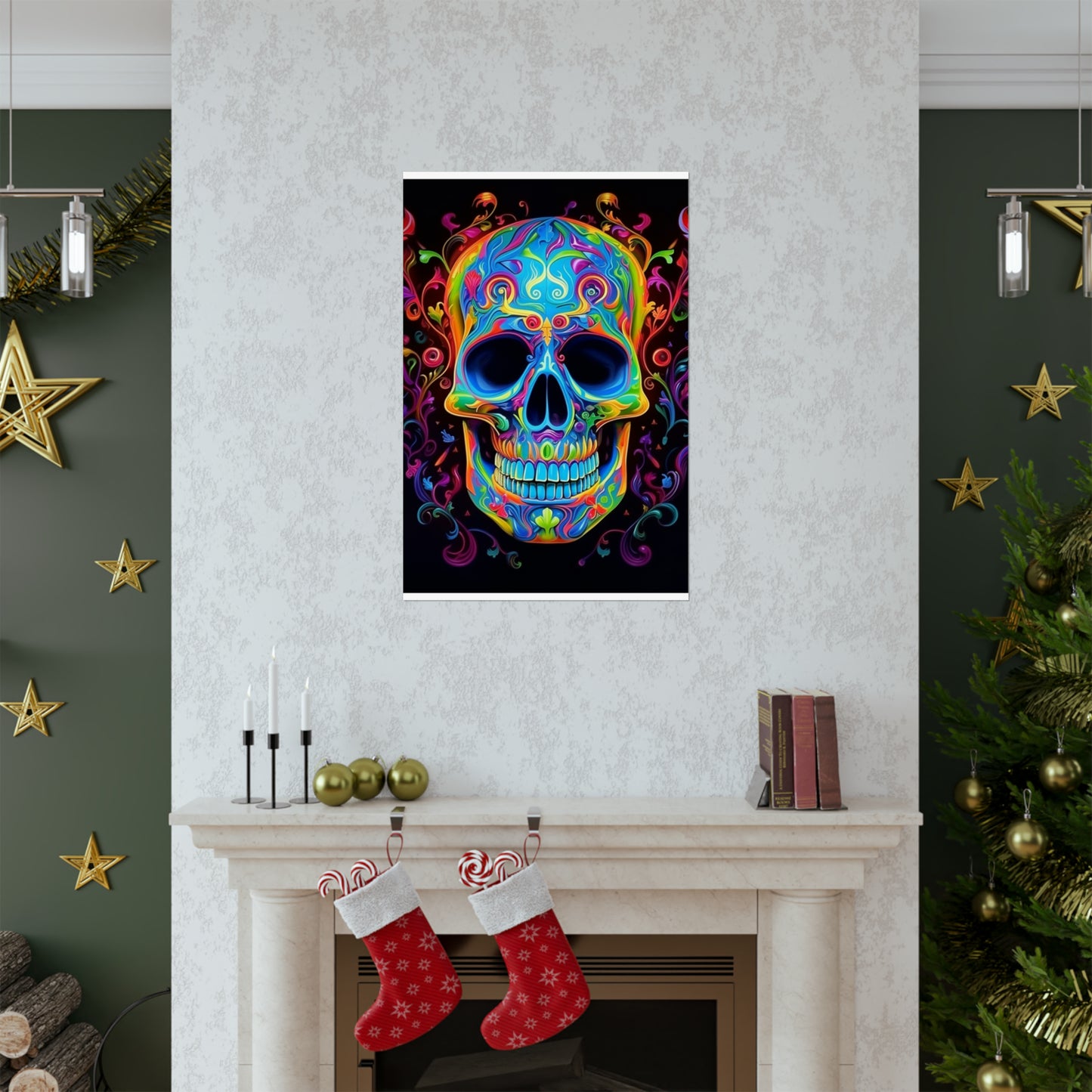Premium Matte Vertical Posters Macro Skull Color 4
