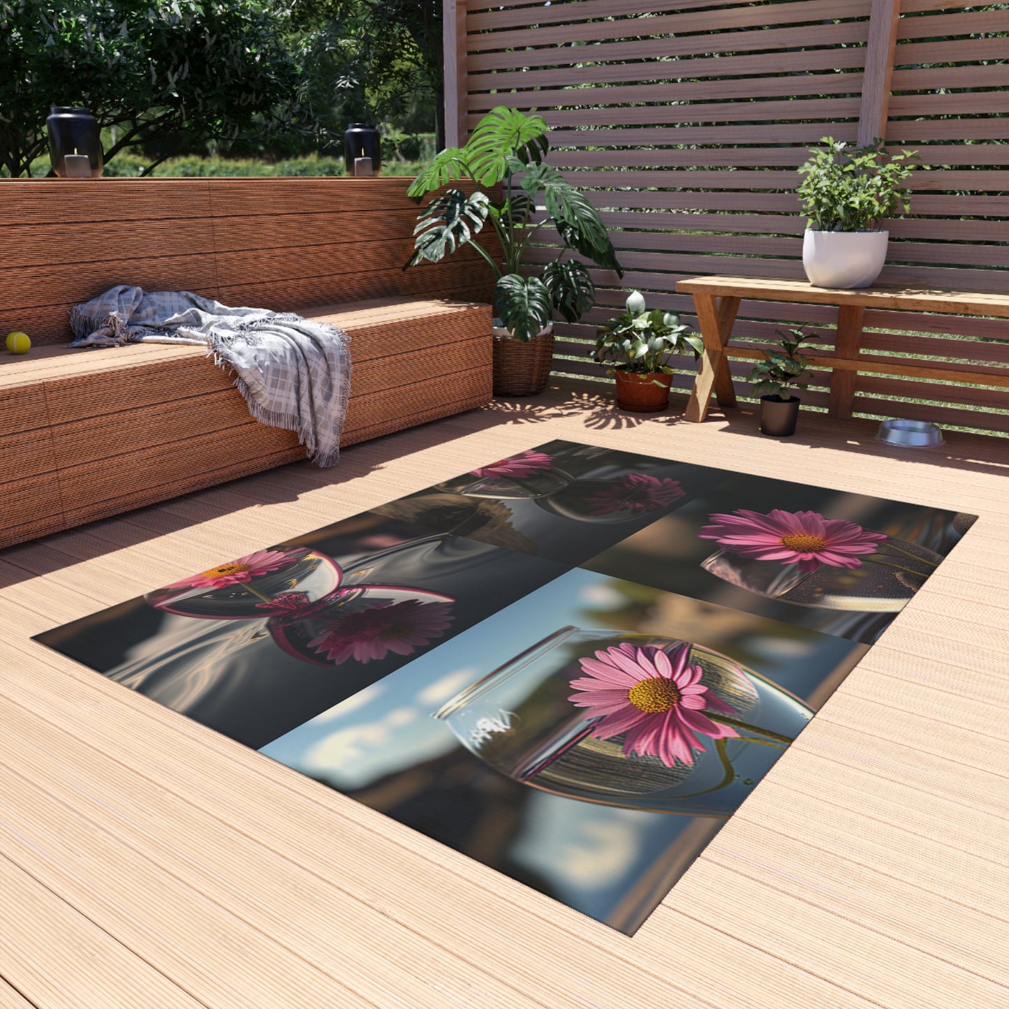 Outdoor Rug  Pink Daisy 5