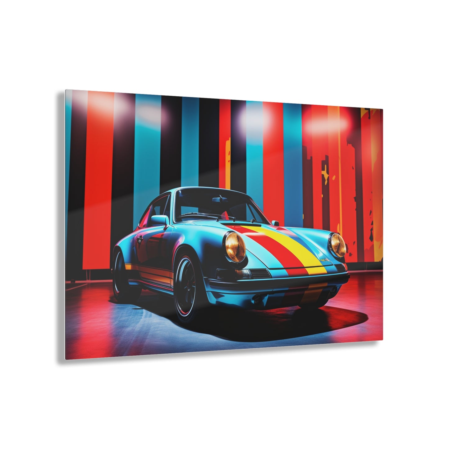 Acrylic Prints Macro American Flag Porsche 3