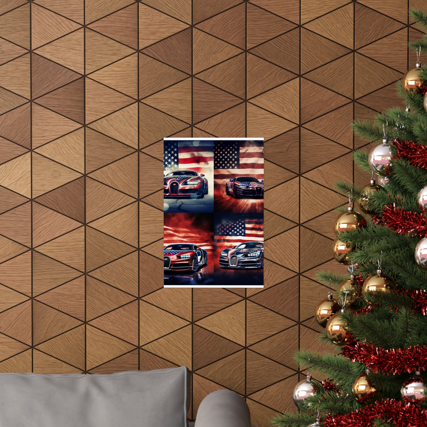 Premium Matte Vertical Posters Abstract American Flag Background Bugatti 5