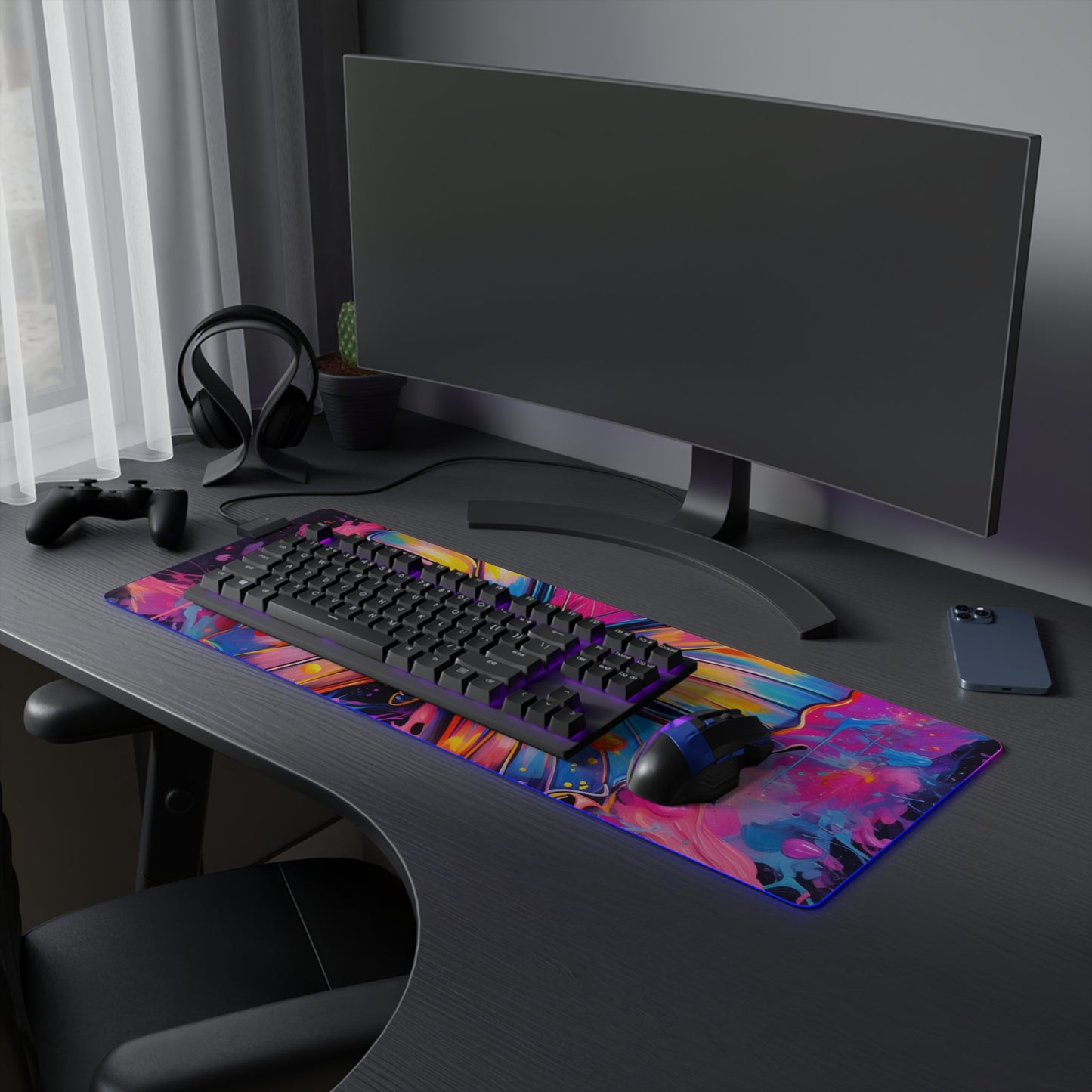 LED Gaming Mouse Pad Pink Butterfly Flair 3