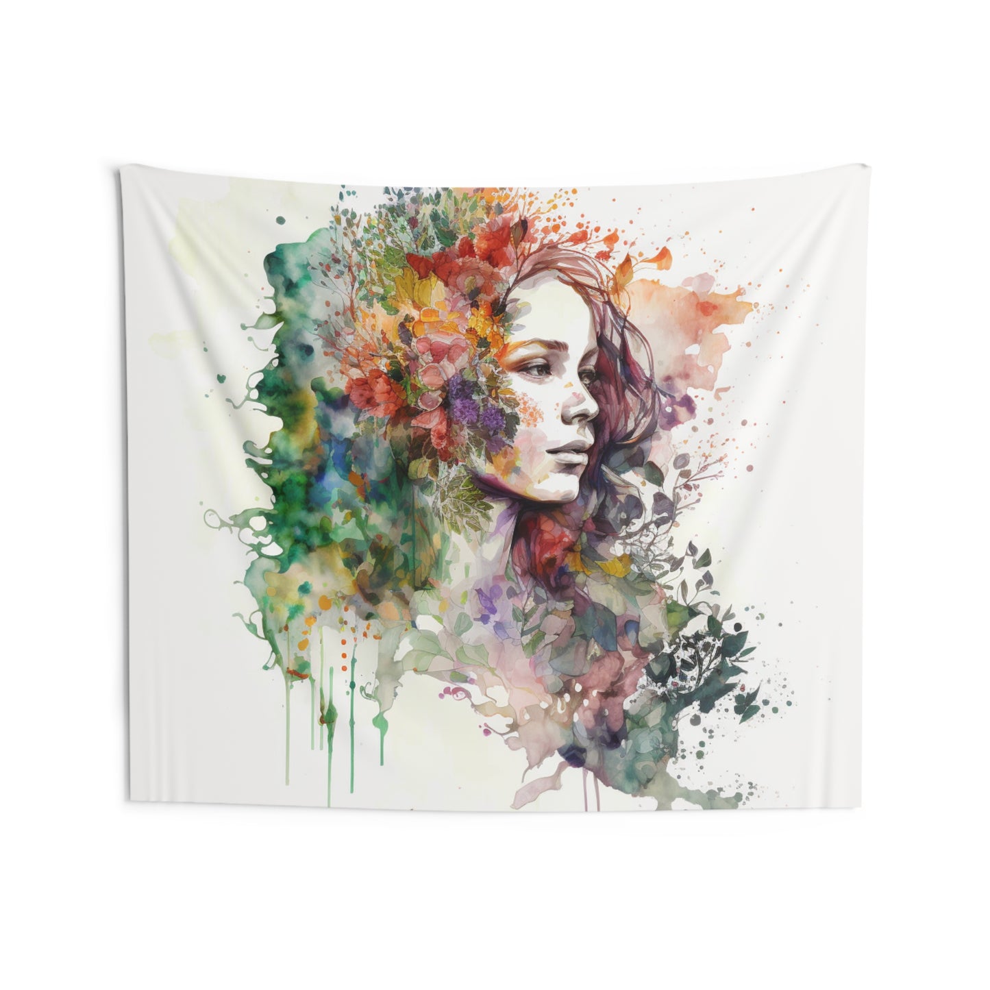 Indoor Wall Tapestries Mother Nature Bright Spring Colors Realistic Watercolor 3