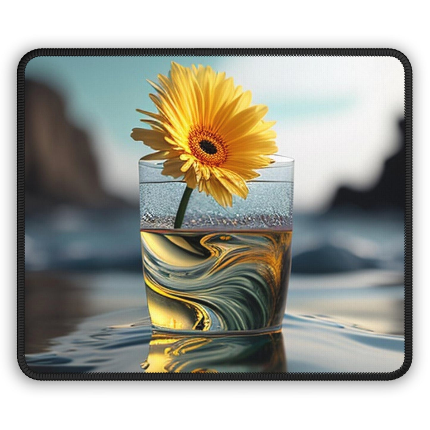 Gaming Mouse Pad  yello Gerbera glass 2