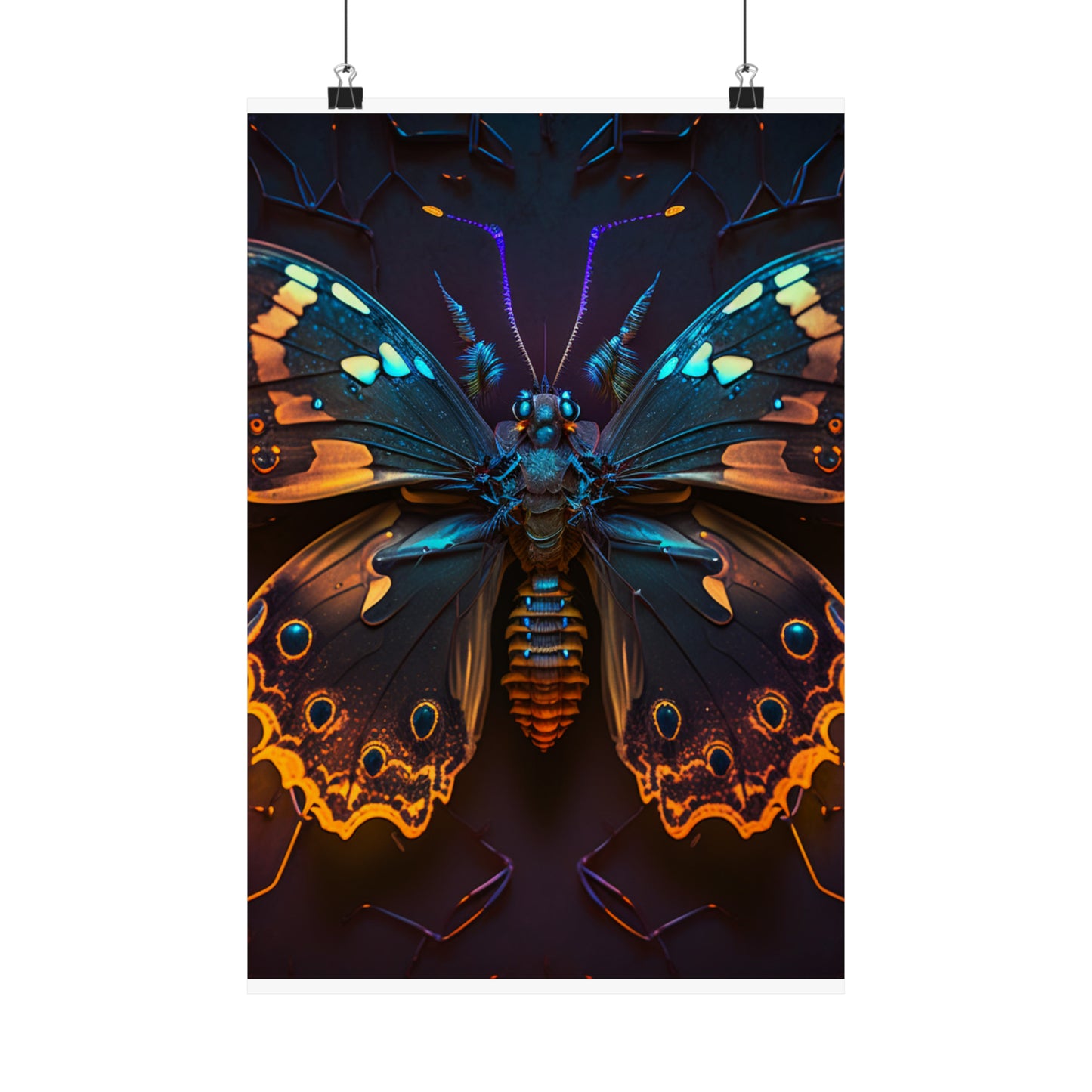 Premium Matte Vertical Posters Neon Hue Butterfly 2