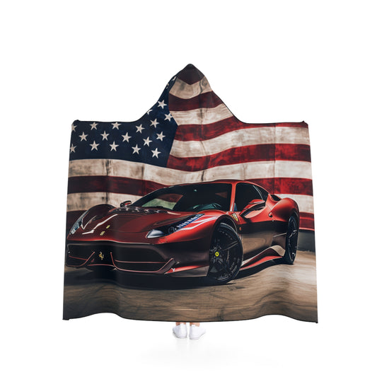 Hooded Blanket American Flag Background Ferrari 4