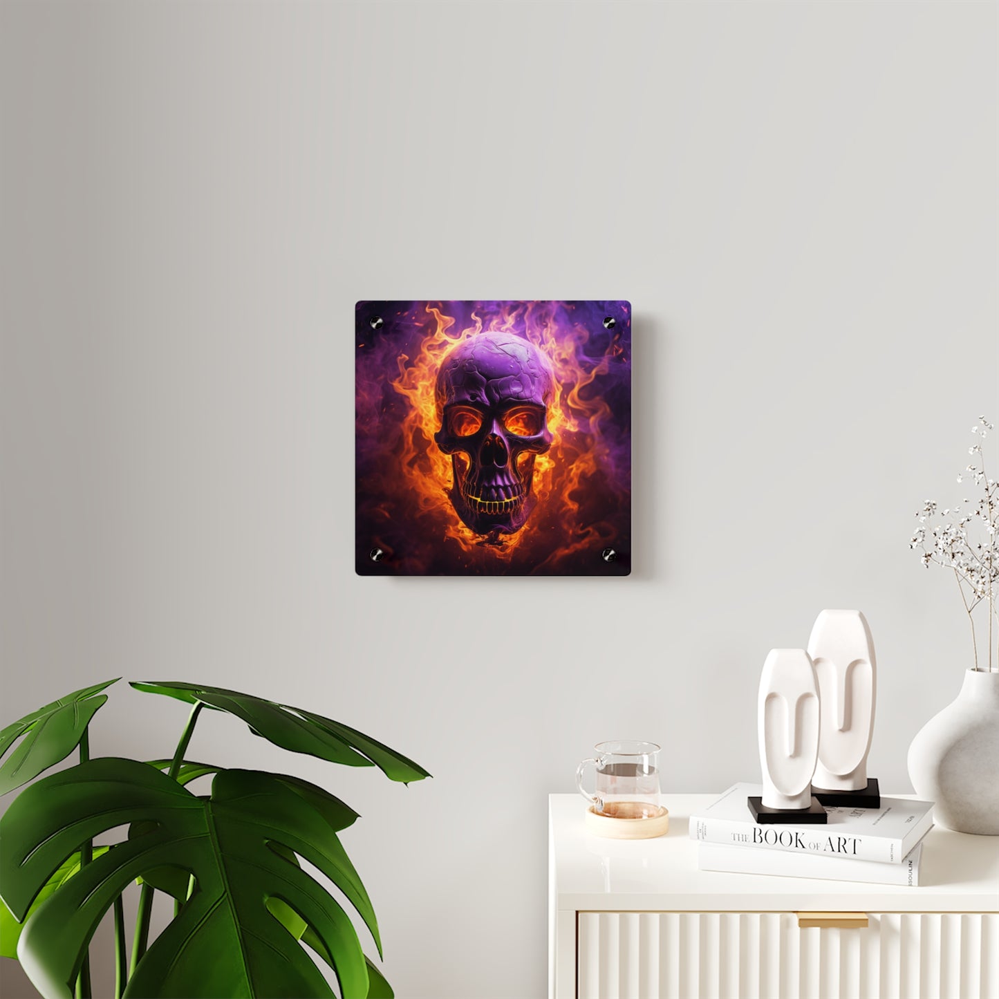 Acrylic Wall Art Panels Skull Flames 3