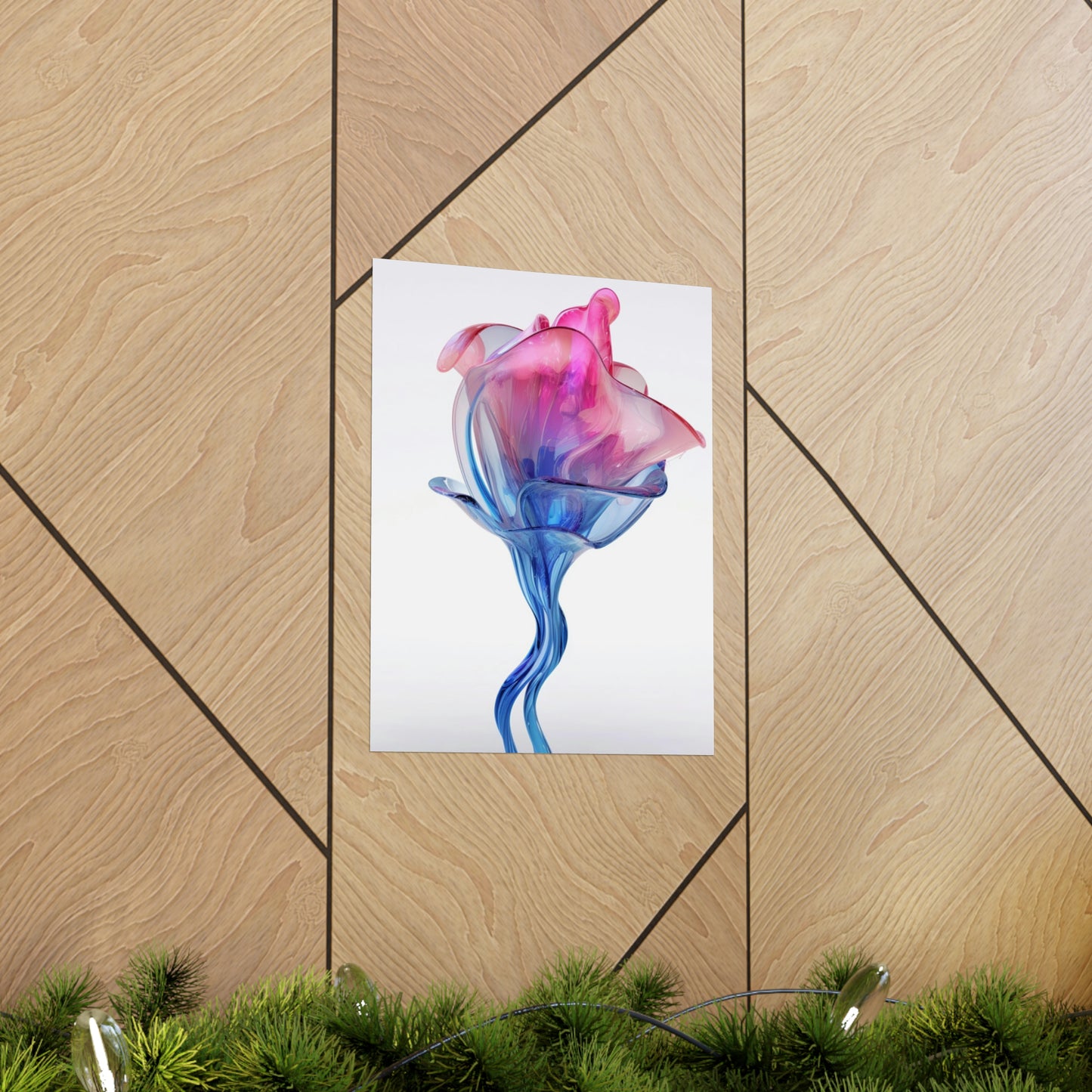 Premium Matte Vertical Posters Pink & Blue Tulip Rose 4